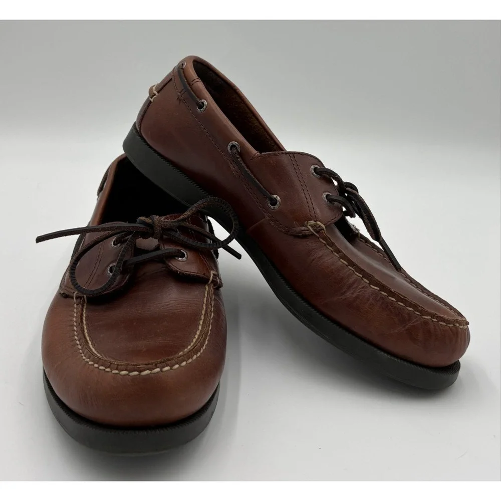 DOCKERS‎ Boat Shoe Leather Handsewn Rust Brown Men's Size 12M 090-1499